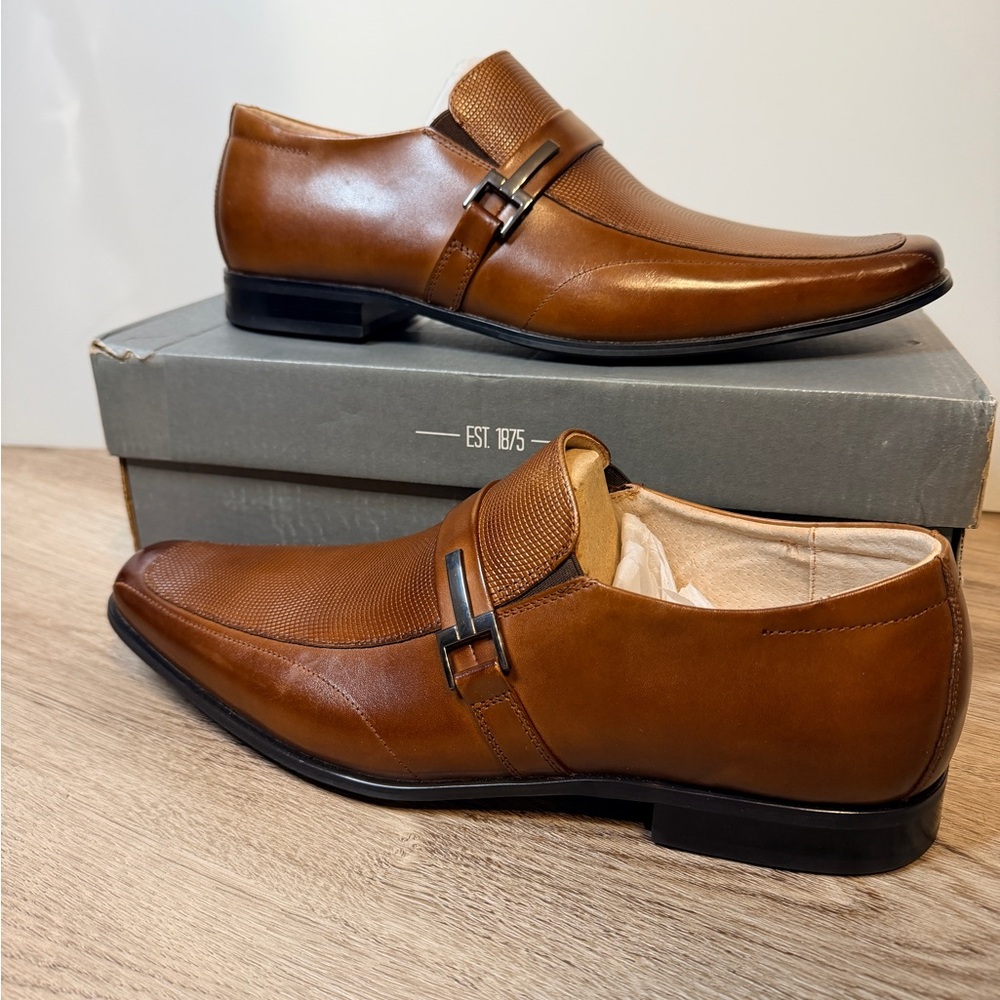 Stacy Adams Cognac Tan Leather Bit Loafers